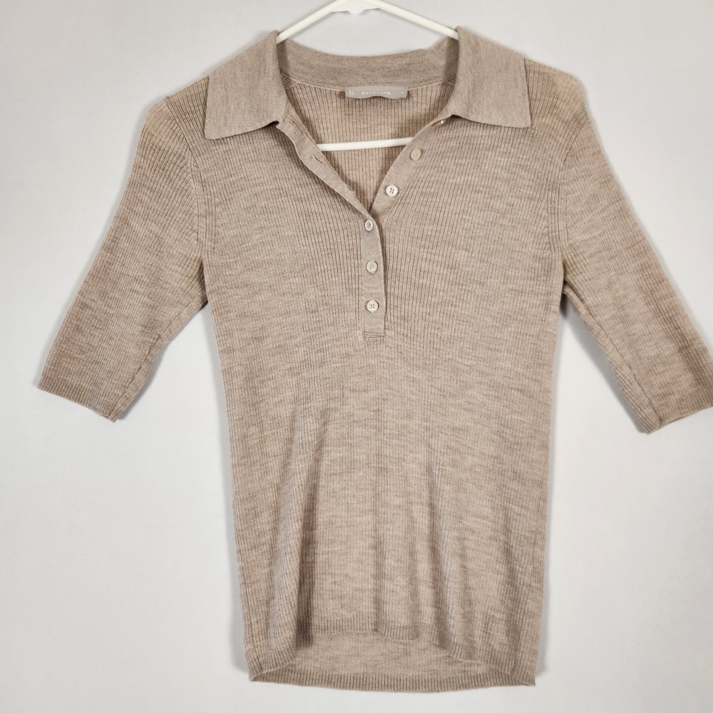 Everlane Italian Merino Wool Polo Size Small Tan Beige